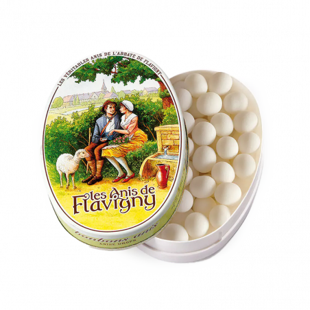 Boîte ovale de 50g d'Anis de Flavigny au goût traditionnel