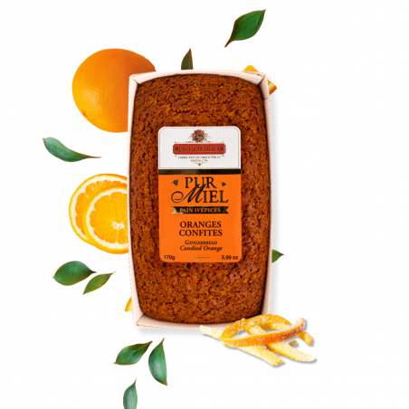 Pain d'épices pur miel oranges confites - 170g