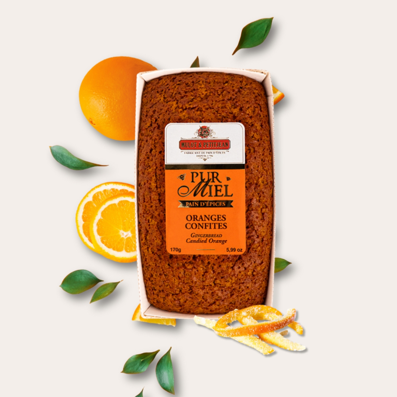 Pain d'épices pur miel oranges confites - 170g
