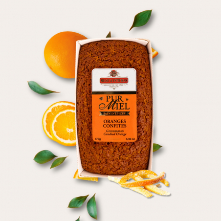 Pain d'épices pur miel oranges confites - 170g